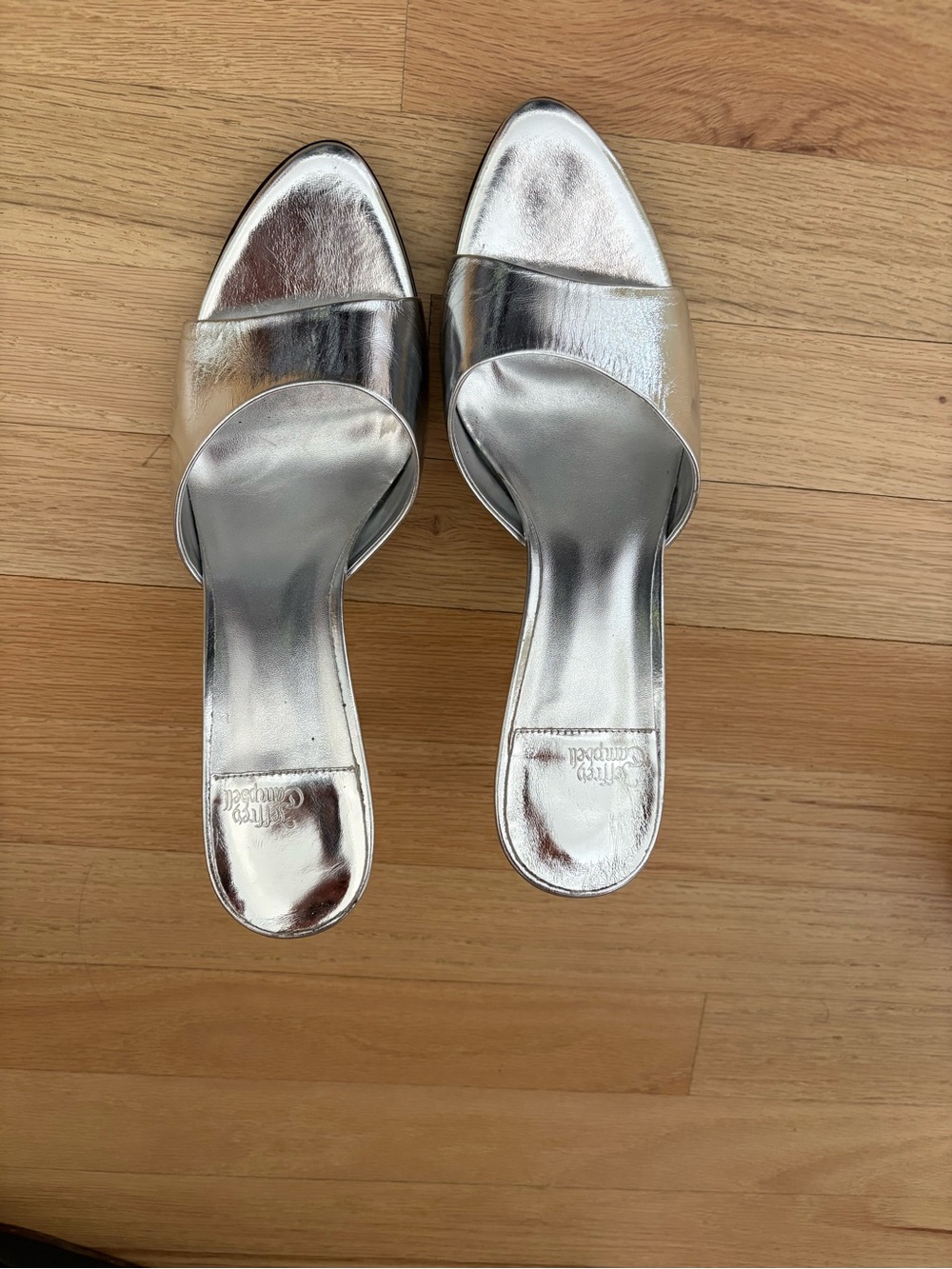 Jeffrey Campbell agent slide Sandal heel Silver crinkle - Women